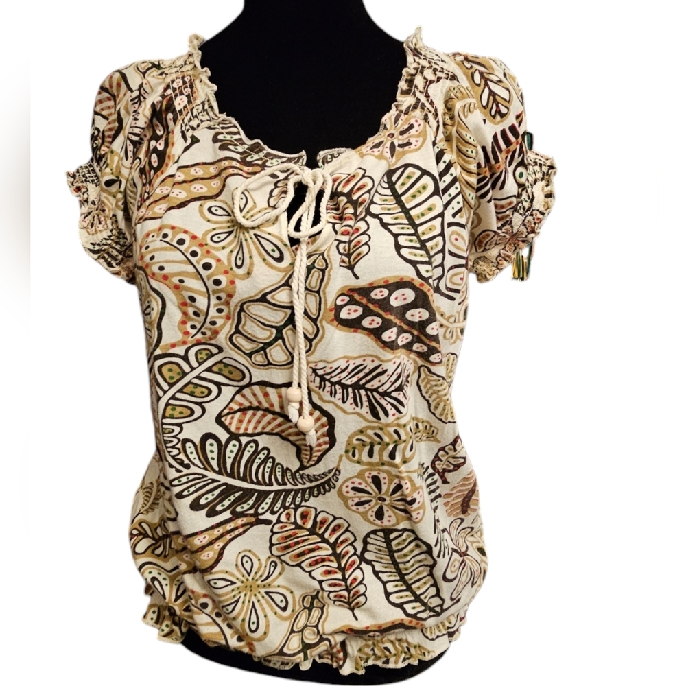 Tommy Hilfiger Petite Cotton Knit Boho Peasant Top Size Small Petite
